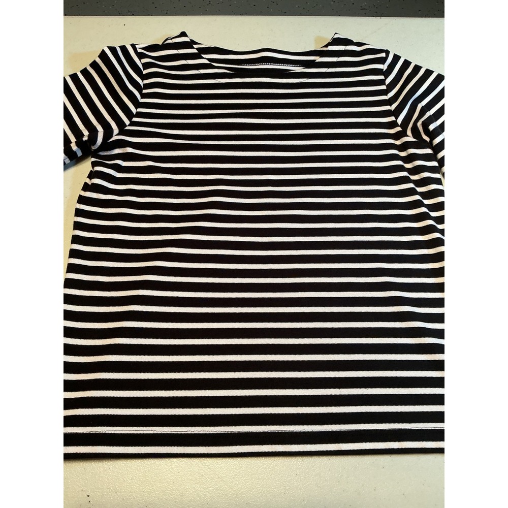 UltraSofts Womens Black White Striped 3/4 Sleeve Top Size M 15454 Cotton Blend‎